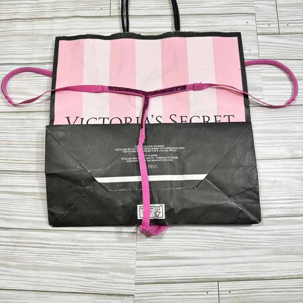 NWT Victoria's Secret Dream Angels Pink Lace V-String Thong Underwear Panty XL - Picture 5 of 8